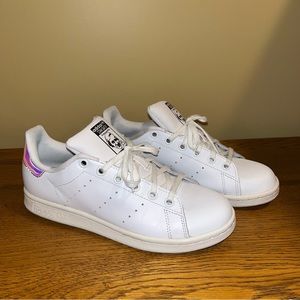 Adidas x Stan Smith White Sneakers with Iridescent Heel Accent